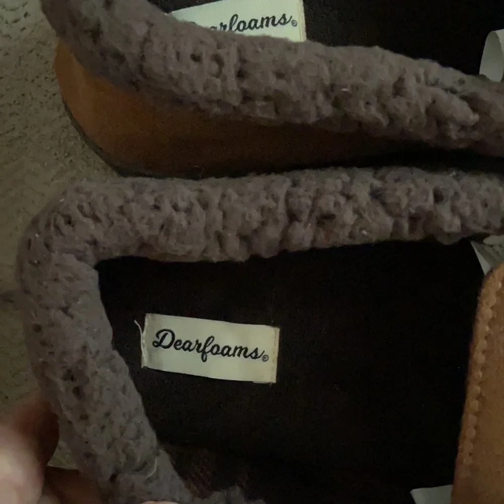 NWT Dearfoam Men’s Slippers Brown Memory Foam Size L 11-12 - Picture 7 of 8